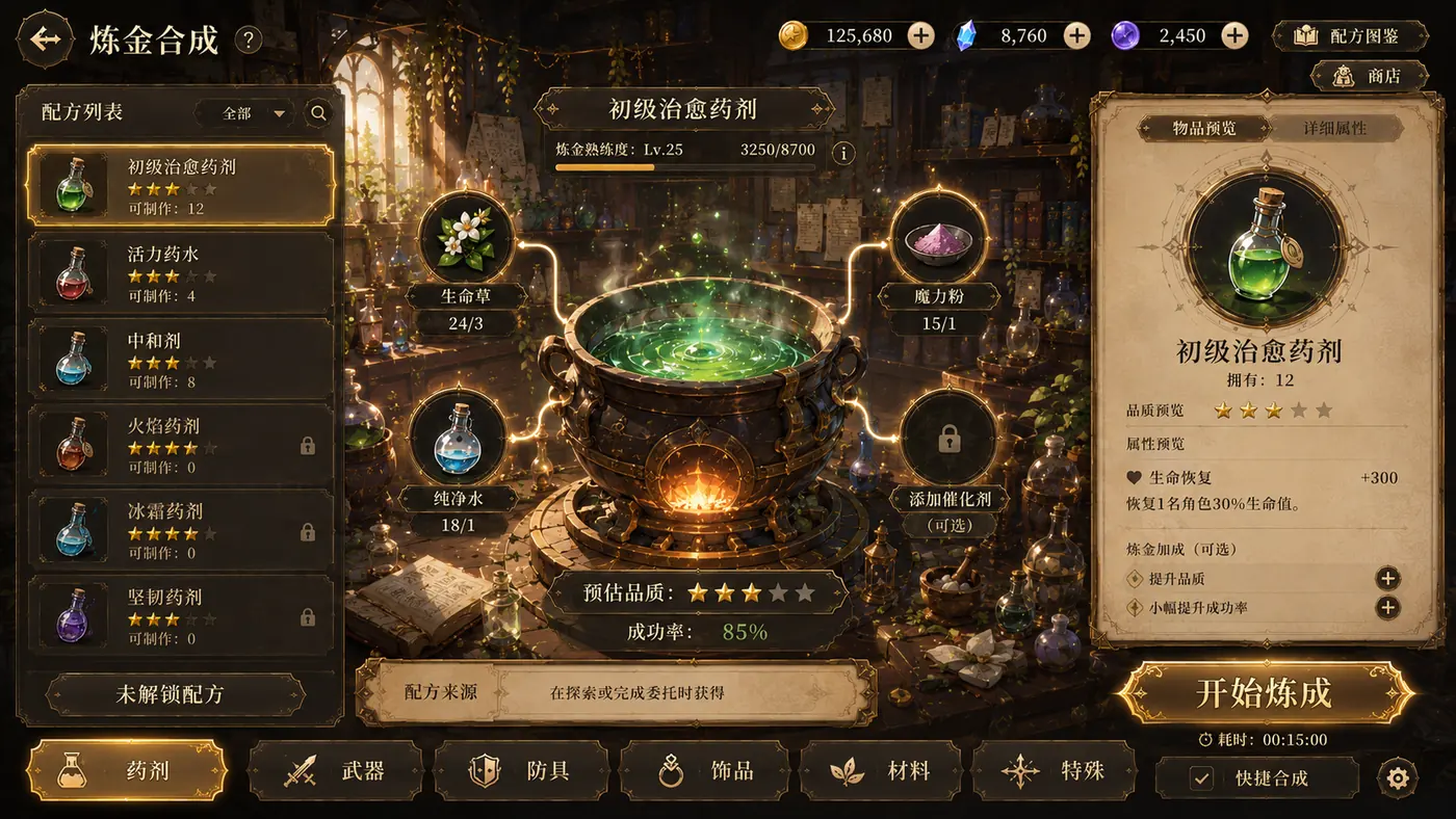 异世界炼金事务所炼金合成界面